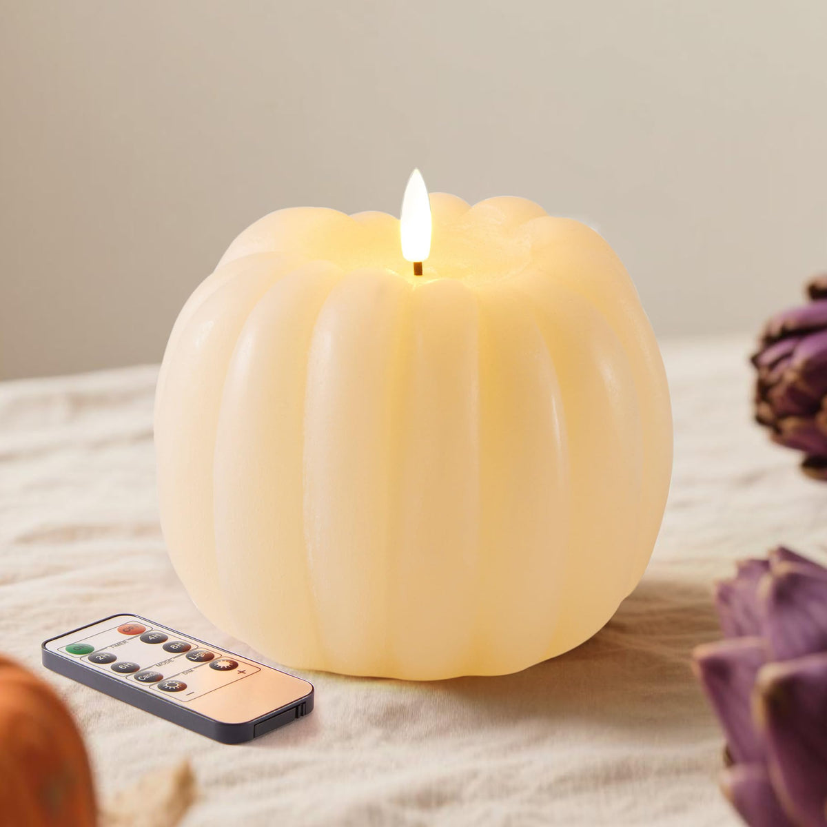 Fall Decor, Fall Decorations for Home, Flameless Pumpkin Candle, Orange