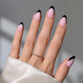 Halloween Press on Nails - French Tip Press on Nail with Blakc Web Bat, Short Almond Fake Nails Reusable Nails Press ons, 32 Pieces in 16 Sizes False Nails Kit with Glue, Grave Whisper