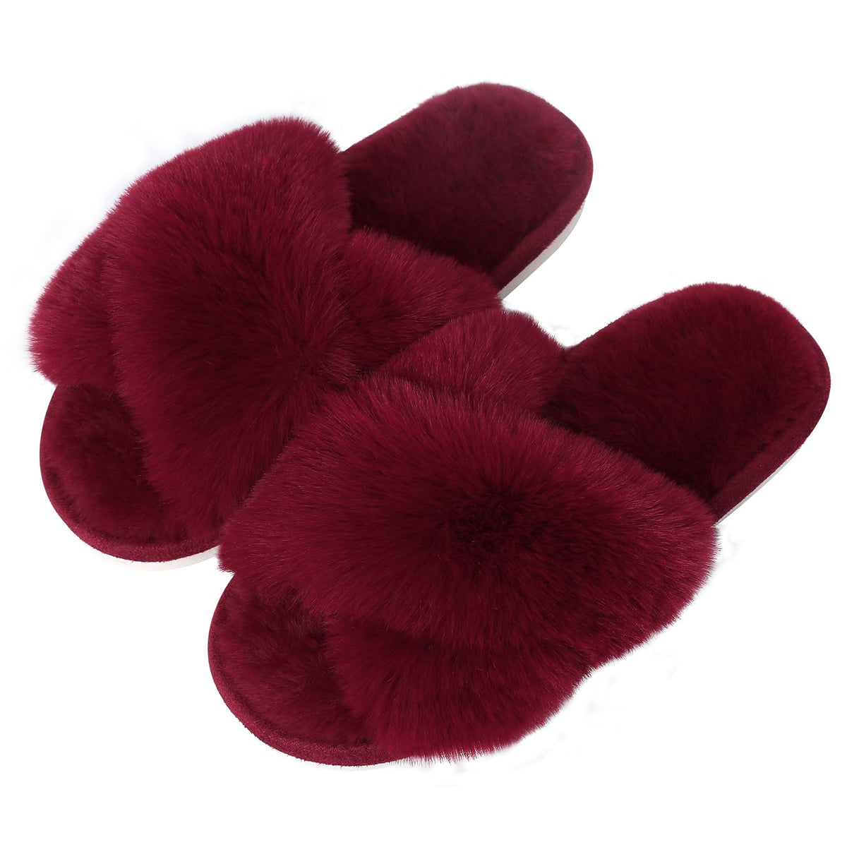 Evshine Memory Foam Fuzzy House Slippers for Women
