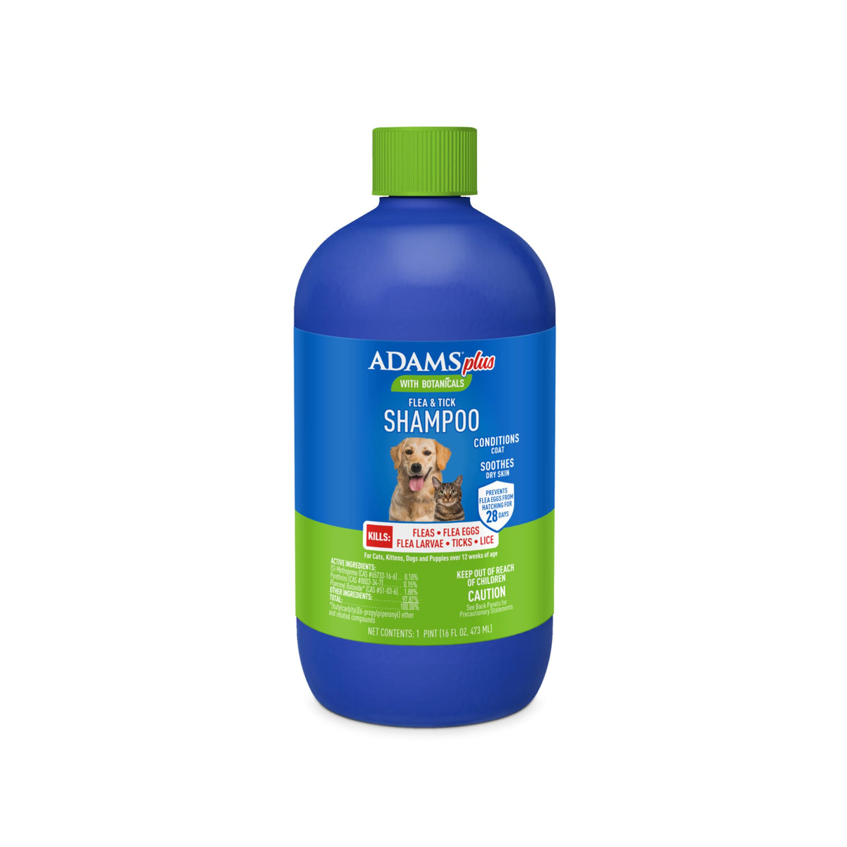 ADAMS Plus Flea & Tick Shampoo with Precor for Dogs & Cats, 24 oz | Flea shampoo for dogs and cats kills flea eggs and lice on contact, helps stop hatching for 28 days