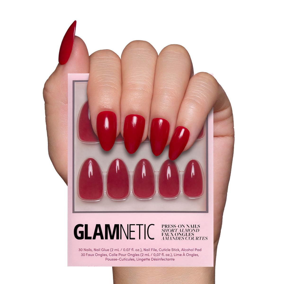 Glamnetic Press On Nails - Short Round, Glossy Fake Nails 30 Pc Full Kit | Neutral press on nails, 12 sizes. Everyday glue-on set. Waterproof, chip-resistant, up to 2 weeks wear