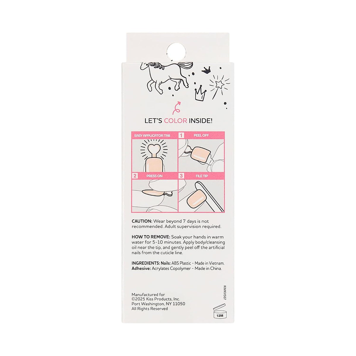 Kiss Impress Mini Mani Press On Nails for Girls & Tween Kids, 20 Super Duper Short Squoval Press-Ons with Pink Glitter Sprinkle, Mom Approved for Small Nail Beds, No Glue Needed, Mini File Included