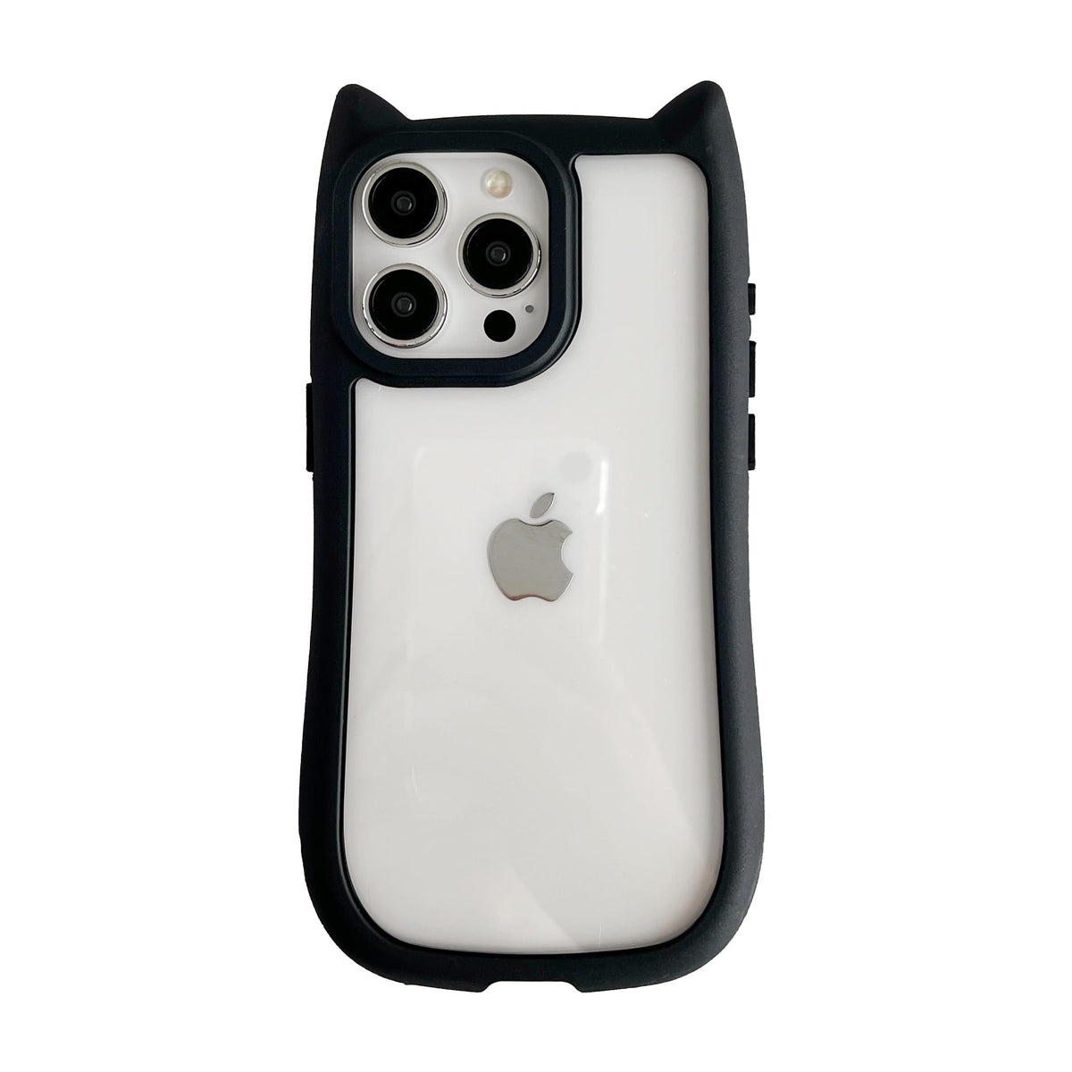 FLIRACON Cute Cat Ears Clear Phone Case Compatible with iPhone Case (Black,for iPhone 15)