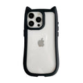 FLIRACON Cute Cat Ears Clear Phone Case Compatible with iPhone Case (Black,for iPhone 15)
