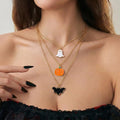 MALOYANVE 3Pcs Halloween Necklaces Set Ghost Bat Pumpkin Costume Jewelry