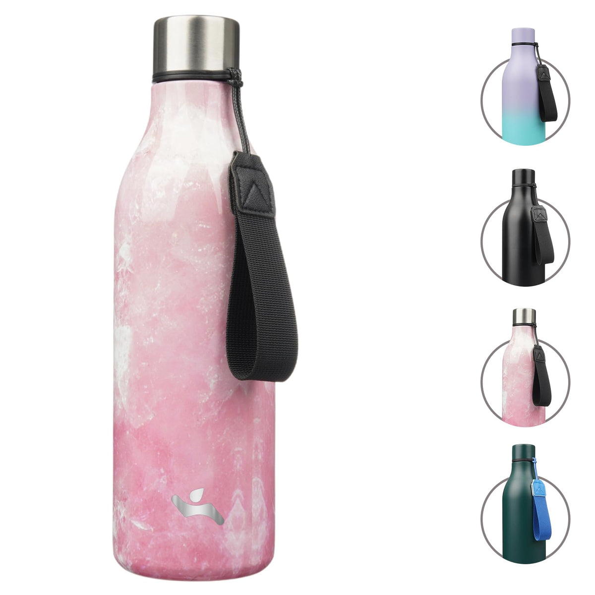 Konokyo Insulated Water Bottle with Strap,18 oz Double Wall Stainless Steel Vacuum Bottles Metal Water Flask,Macaron Green