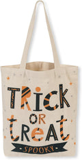 ATFUNSHOP 13.8" Large Halloween Tote Bag Trick or Treat Canvas Reusable Large Bucket for Kids Boo Pumpkin Ghost