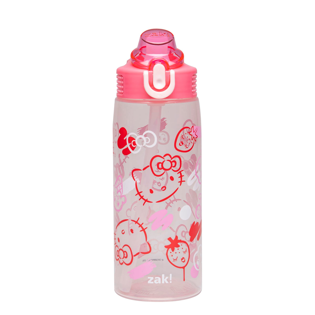 Zak Designs Sanrio Hello Kitty Sage 16oz Leak-Proof Straw Kids Water Bottle | BPA Free, Durable Plastic, Cupholder Friendly, Dishwasher Safe, Easy to Clean, Lid Lock, Handle, For School, Home, Travel