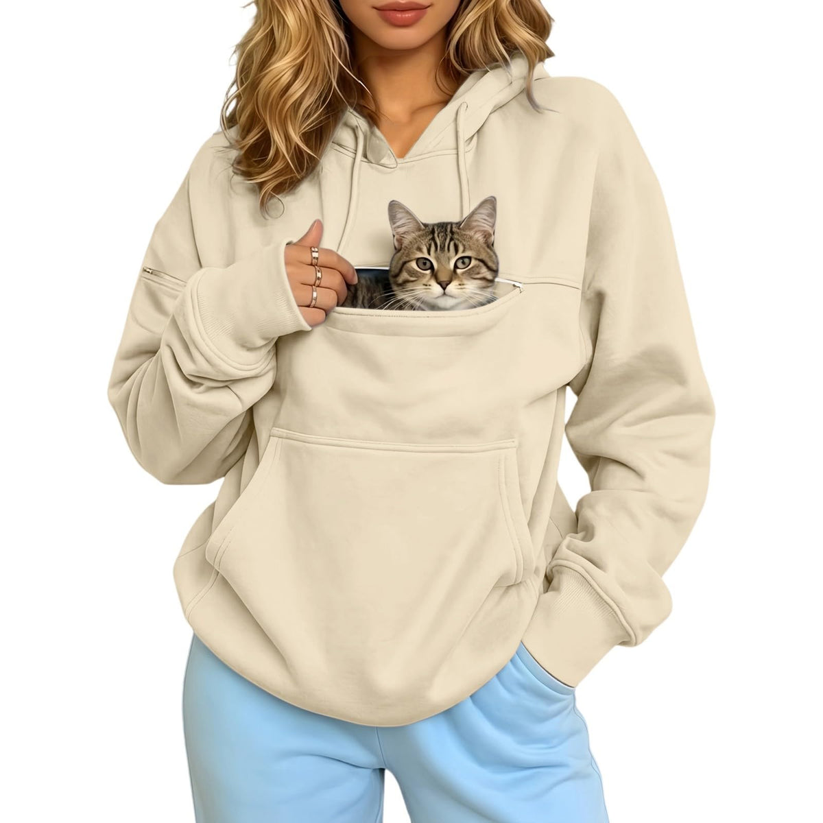 Pet Pouch Hoodie Cat Carrier Hoodies Dog Sweatshirts With Zipper Pockets