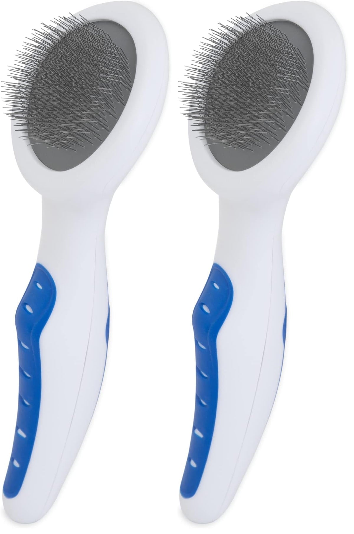Petmate GripSoft Cat Brush, White and Blue, One Size Fits All Grooming Kit | Ergonomic handle grip, gentle bristle design, removes loose fur, comfortable for daily brushing sessions each single time