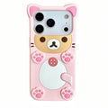 Case for iPhone 11 with Strap Lanyard Keychain Cute Bear Cookie Kawaii Funny Soft Silicone Shockproof Protective Cover for Women Girls