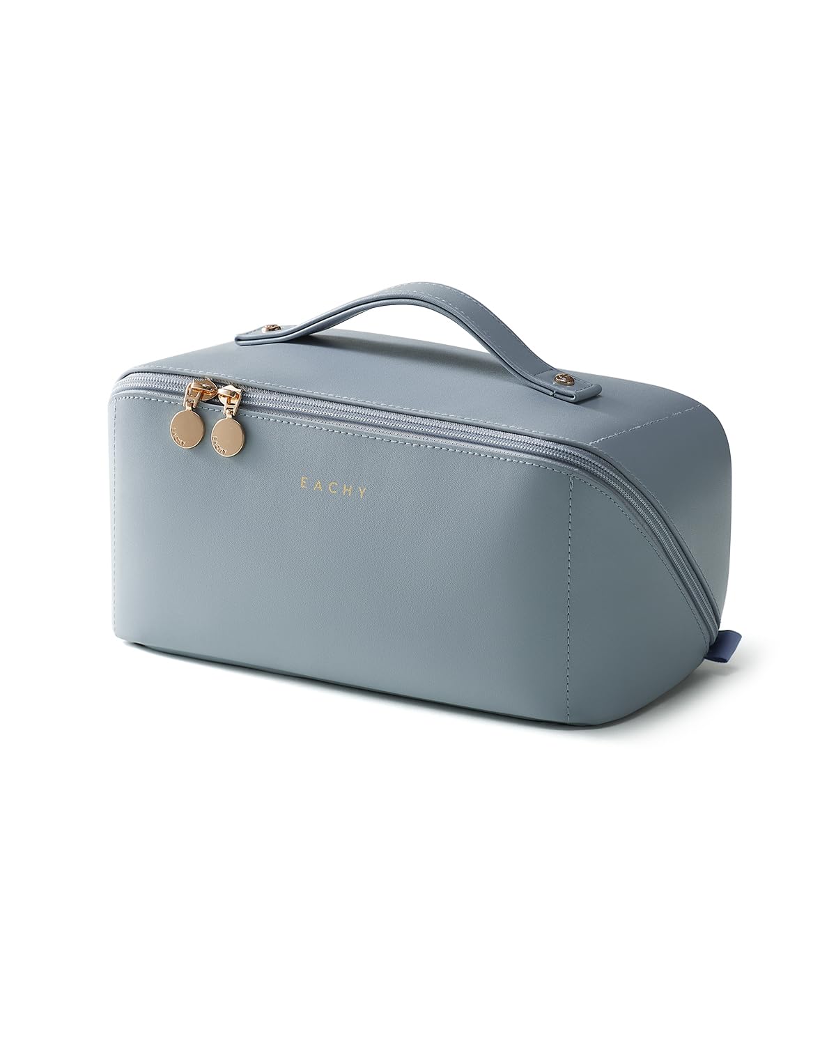 EACHY Travel Makeup Bag, Large Capacity Cosmetic Bag for Women, Waterproof PU Leather, Flat Open Portable Toiletry Bag for Skincare, Brushes & Travel Essentials