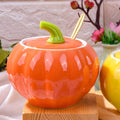 Ceramic Sugar Bowl with Lid and Spoon, 300 ML Pumpkin Shape Spirce Jar