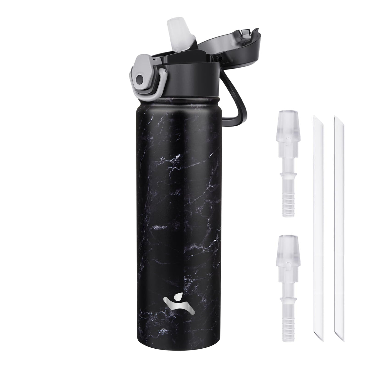 Konokyo 18 oz Insulated Water Bottle with Straw Lid, Stainless Steel Vacuum Sports Water Bottle, Leak-Proof Reusable Metal Flask with Carry Loop, BPA-Free Travel Bottle for Gym, School, Office