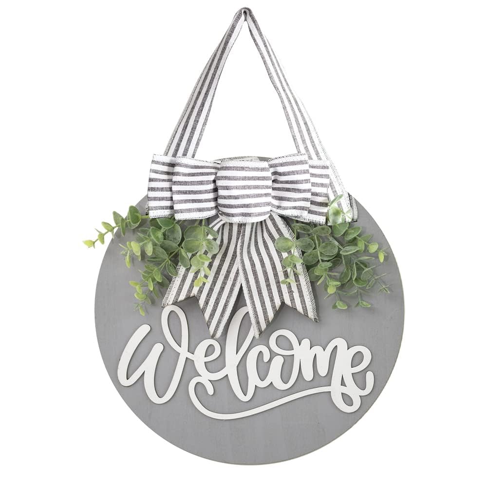 Welcome Sign for Front Door 12 in Wreath Decorations for All Seasons Brown