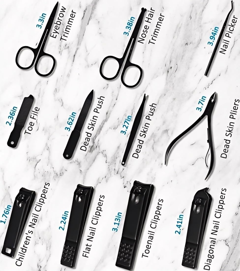 MINKINH Manicure Set Professional Nail Clipper Kit-26 Pieces, Brown | Stainless Steel Manicure Kit, Nail Care Tools with Travel Case for Men & Women, Hand & Foot Care, Gift for Family & Friends