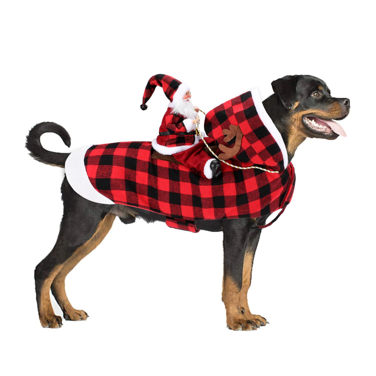 Santa Dog Costume, Dog Christmas Outfit, Riding Pet Costume, Size M