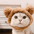 JOICEE Cute Cat Costume Warm Bear Hat Adjustable Small Pet Headwear for Cat