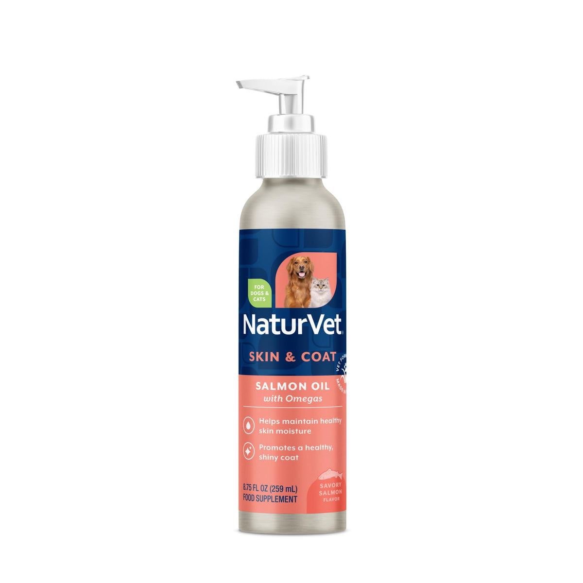 NaturVet – Omega-Gold Plus Salmon Oil | Supports Healthy Skin & Glossy Coat | Enhanced with DHA, EPA, Omega-3 & Omega-6 | for Dogs & Cats | 180 Soft Chews
