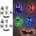 Halloween LED Wall Decor Lights 3D Bat Witch Stickers Window Clings (Black)