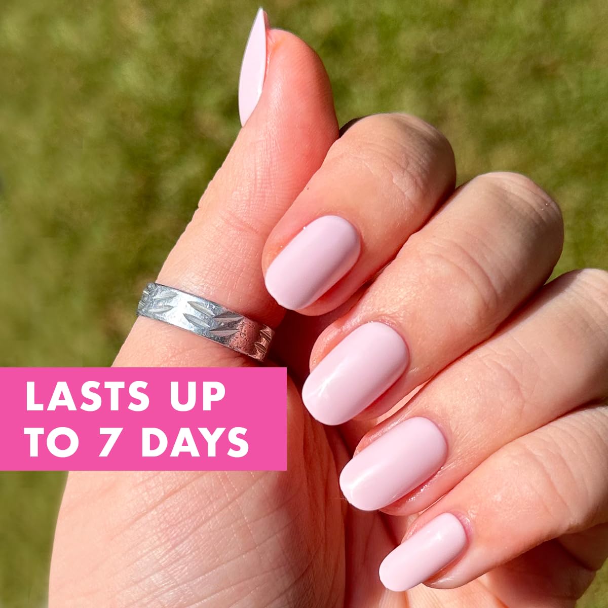 Olive & June Super Stick Press-On Nails, Gelato Pink, Short, Round | No glue needed; 32 non-toxic tab nails in 16 sizes, easy on-off, non-damaging, 7-day wear; salon-quality mani at home