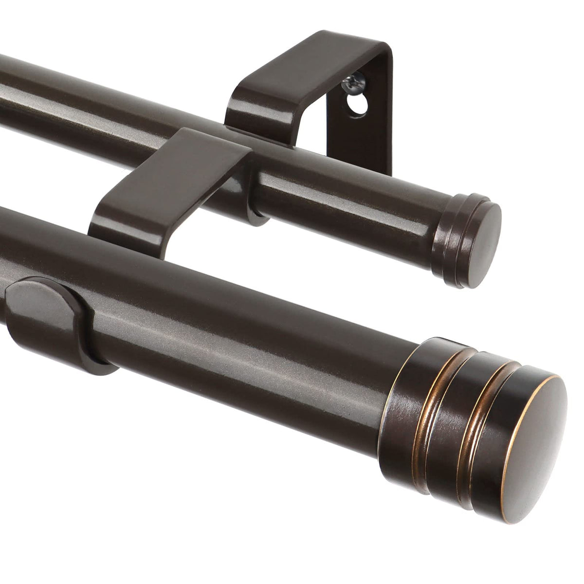TONIAL 1 Inch Double Curtain Rods for Windows 66 to 120 Inch, Black, | Heavy Duty Dual Drapey Rod 32 to 144 Inch, Decorative Adjustable for Living Room, with Classic Finial, 33lbs Weight Capacity