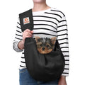 Tomkas Small Dog Sling Carrier - Classic Pocket & Classic Strap - Wrap Carrier - for 3-10 lbs Pets(Black)