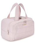 BAGSMART Travel Toiletry Bag, Crush Toiletry Bag for Women, Wide-open Puffy Toiletry Bags for Traveling, Large Travel Cosmetic Makeup Bag Organizer for Accessories,Toiletrie, Beige