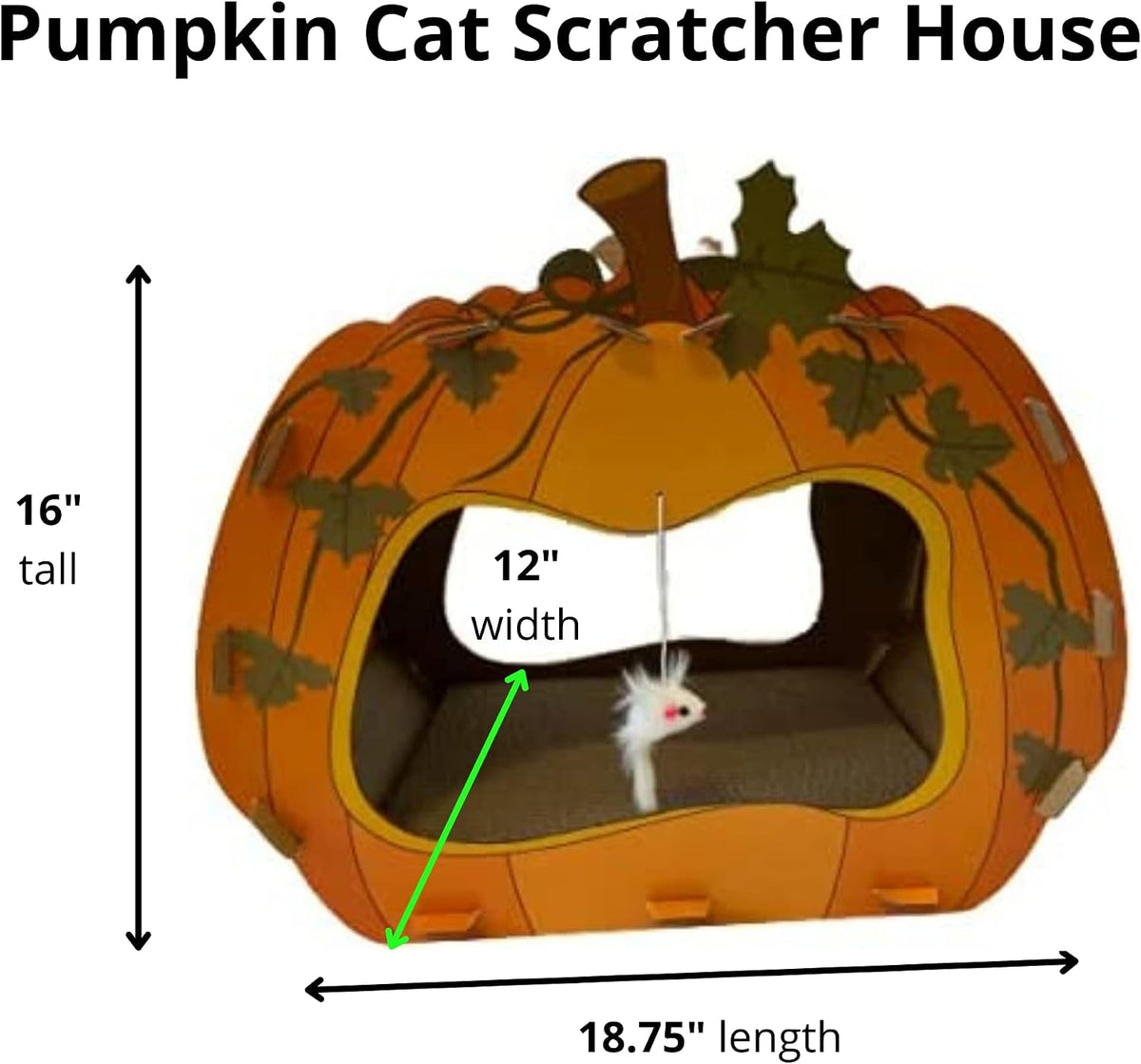 Midlee Halloween Pumpkin Cat Scratcher Cardboard House