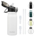 Konokyo 18 oz Insulated Water Bottle with Straw Lid, Stainless Steel Vacuum Sports Water Bottle, Leak-Proof Reusable Metal Flask with Carry Loop, BPA-Free Travel Bottle for Gym, School, Office