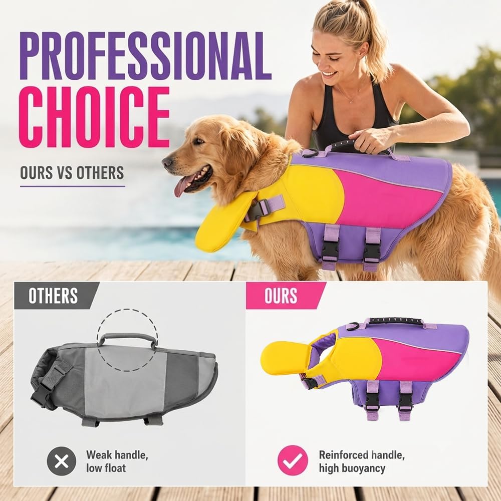 Dog Life Jacket with Chin Float, 2026 New Front Float Dog Life Jacket with Chin Support for Pool Boating, Dog Life Jackets with Head Support for French Bulldog (A, X-Small)