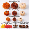30 Pcs Velvet Fall Pumpkins Set with Leaves, Acorns & Pine Cones