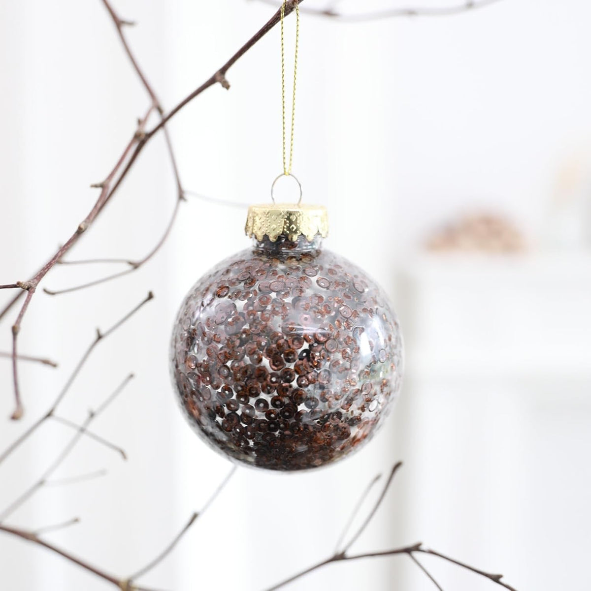 HipTree 12ct 2.36 in Copper Gold Velvet Baubles for Tabletop Christmas Tree