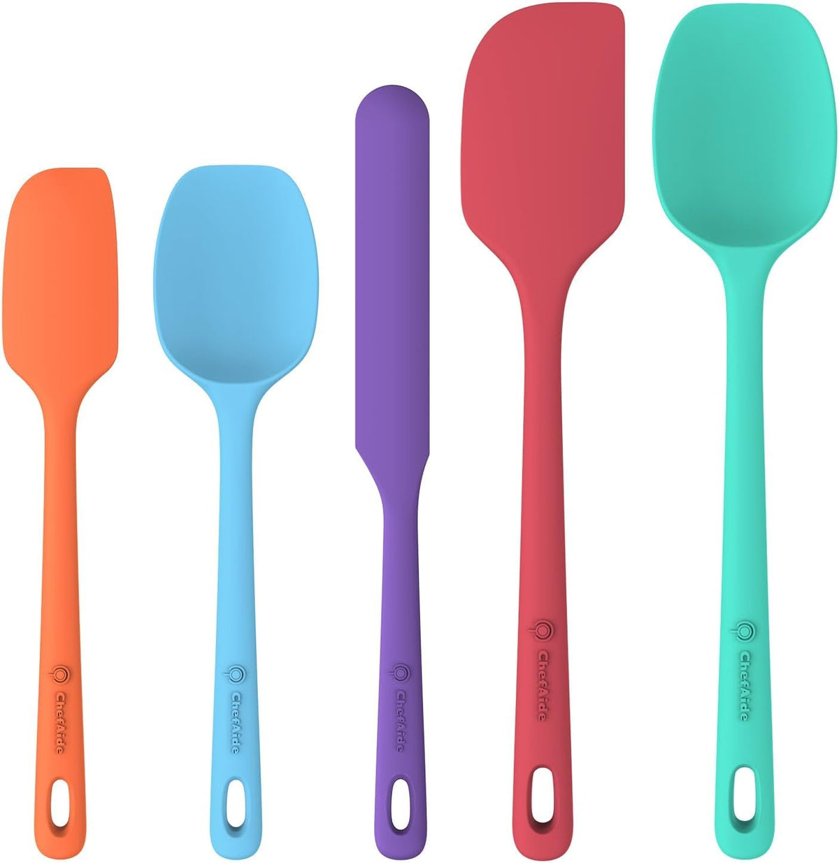 ChefAide 5 Pieces Silicone Spatulas Set, Heat Resistant Rubber Spatula