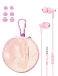 Teens Wired Earbuds with Case, 3.5mm Headphones for School,Berry Bows
