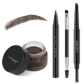 LAVONE Makeup Kit With Eyebrow Stamp Pencil, Waterproof Brow Pencil & Pomade, Eyeliner, Dual-ended Eyebrow Brush, Dark Brown