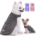 Dog Winter Coat for X-Large Dogs, Easy on Dog Snow Fleece Coat Velcro Waterproof Pet Puffer Jacket with Harness Hole Adjustable Reflective Quilted Pet Cold Weather Vest for Girl Female