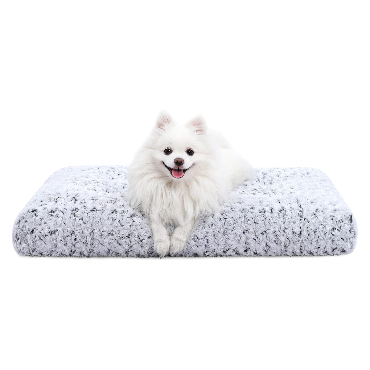 KSIIA Washable Dog Bed Deluxe Plush Dog Crate Beds Comfy Kennel Pad Anti-Slip Pet Sleeping Mat for Large, Jumbo, Medium, Small Dogs Breeds, 41" x 27", Gray