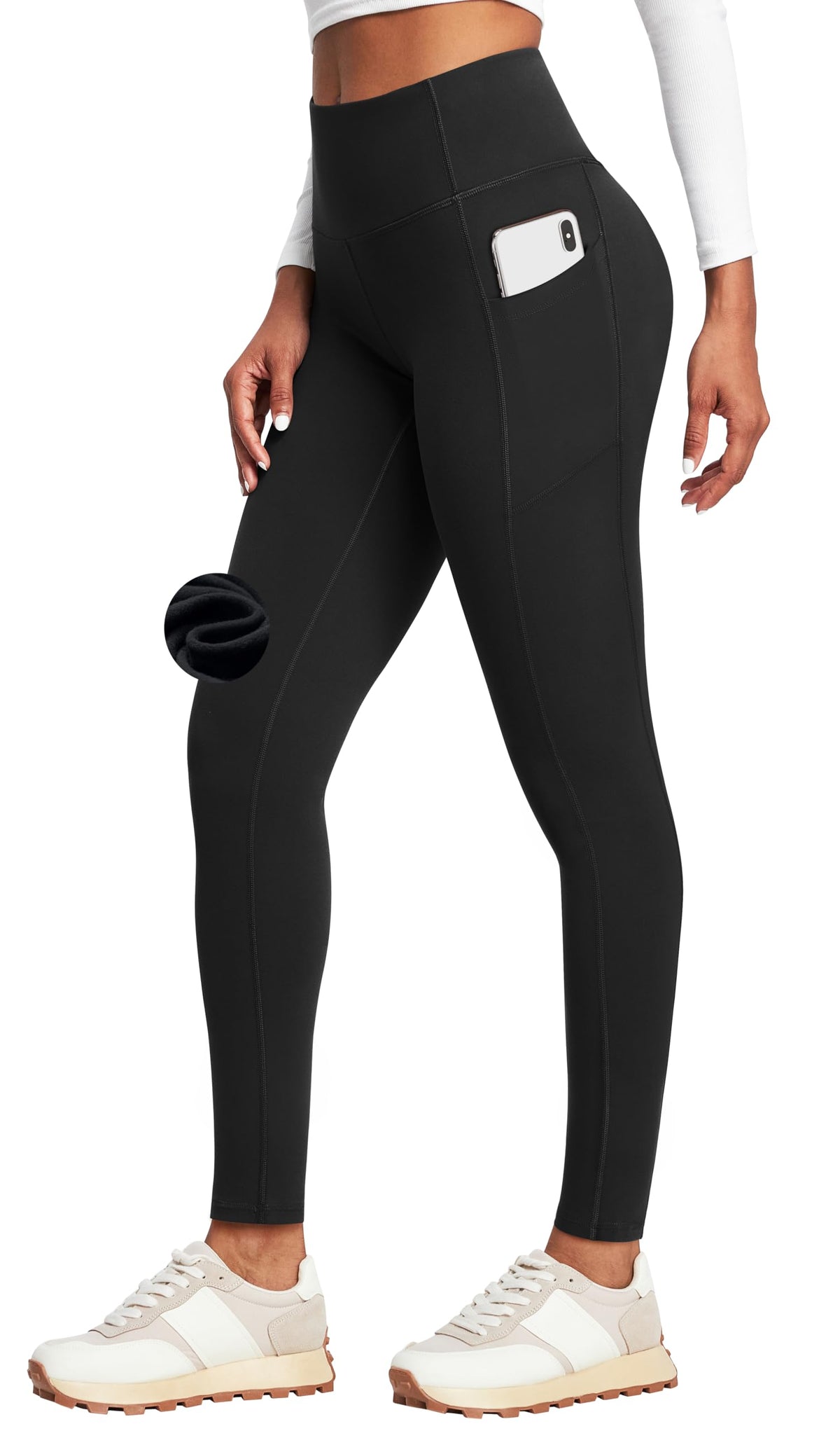 Heathyoga Fleece Lined Leggings with Pockets for Women Thermal Yoga Pants