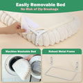 Zakkart SnugCloud Foldable Cat Window Perch - Cordless, Ultra Soft Machine Washable Bed with 4-Sided Bolster, Metal Frame - Window Hammock for Large Cats and Kittens (Cream White, Medium)