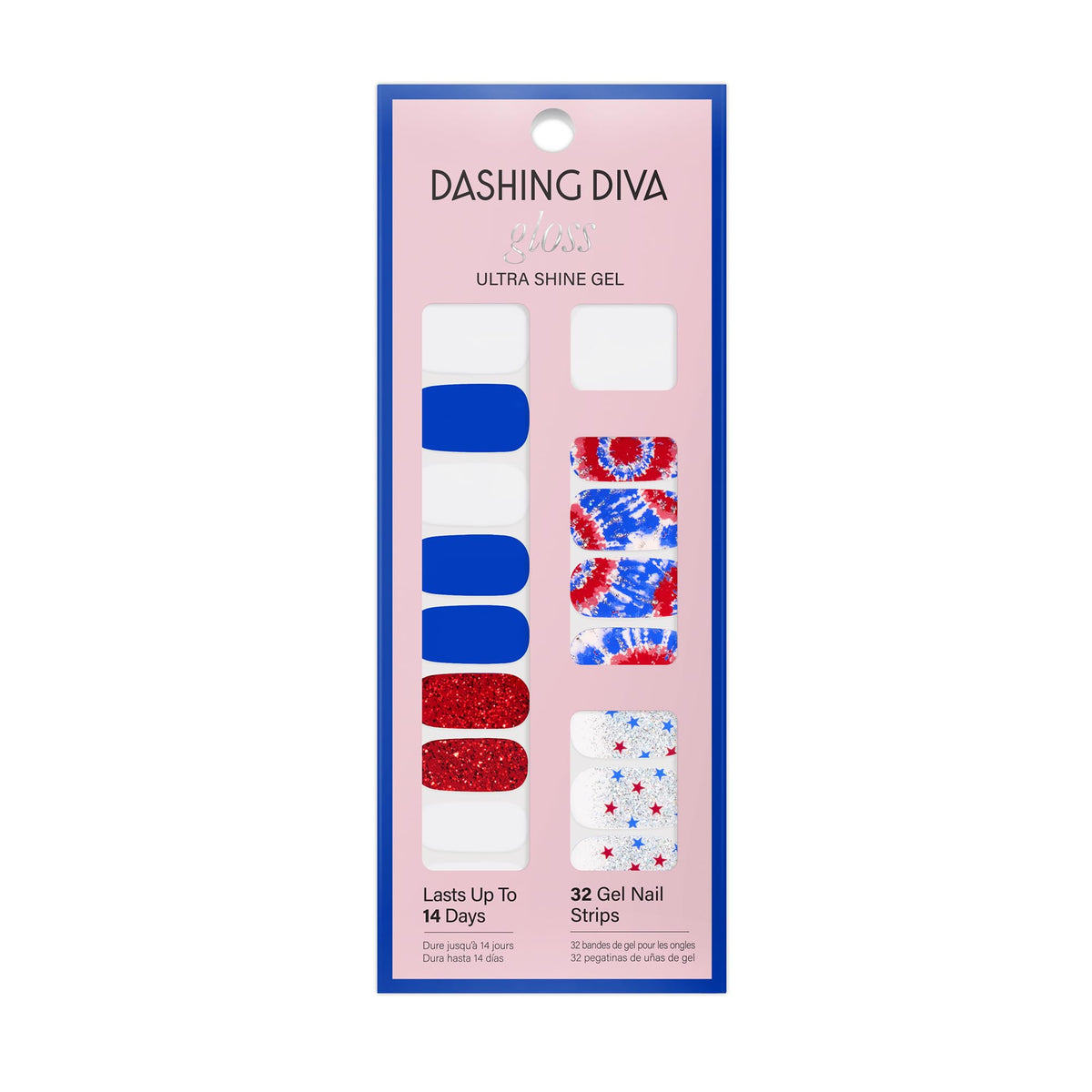 Dashing Diva Gloss Nail Strips - Crystal Clear - UV Free, Chip Resistant, Long Lasting Gel Stickers - Contains 32 Wraps, 1 Prep Pad, 1 File