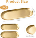 2 Pcs Gold Stainless Steel Decorative Trays, 9" Perfume Trays for Bathroom