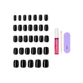 Kiss Core, Press On Nails, Nail glue included, 'Photogenic', Black, Short Size, Squoval Shape, Includes 32 Nails, 2g Glue, 1 Manicure Stick, 1 Mini File