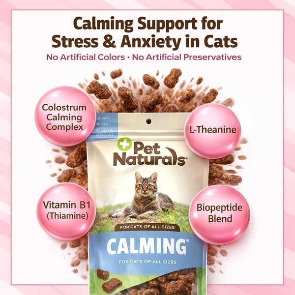 Pet Naturals Calming Chews for Cats, Anxiety Relief with Gentle Ingredients for Thunder, Fireworks, Travel, Grooming, Calming Pet Treats, Chicken Flavor, 30 Count