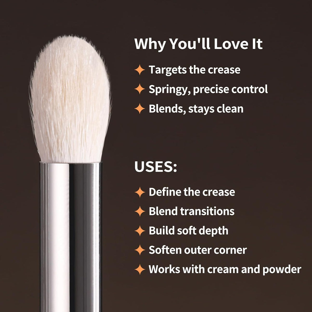 Albeaut Tapered Eye Shadow Brush, Medium Powder Eyeshadow Blending Brush for Crease, Fluffy Eye Makeup Tool for Women and Girls (195 Pro Blender)