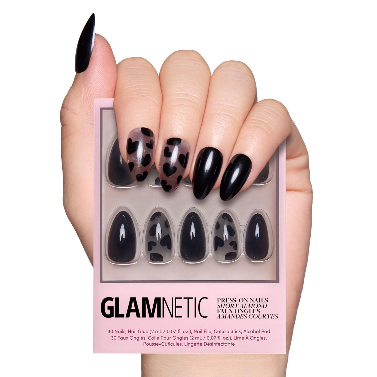Glamnetic Halloween Press On Nails, Short Almond Glossy, Ghost Besties
