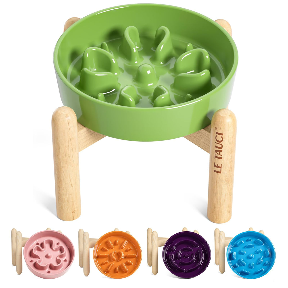 LE TAUCI Dog Bowls Slow Feeder Ceramic, 1.5 Cup Slow Feeding Bowl for Small and Medium Breed, Puzzle Dog Food Bowl for Fast Eater, Maze Purple
