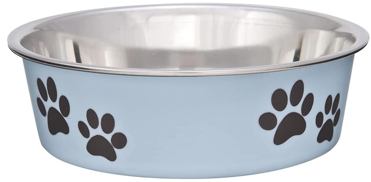 Loving Pets Bella Dog Bowls- Stainless Steel Dog & Cat Bowls - Spill Proof Dog Food Bowl, Cat Bowl, Puppy Essentials & Pet Supplies Great for Home & Travel (Medium 20-35 lbs, Blueberry)