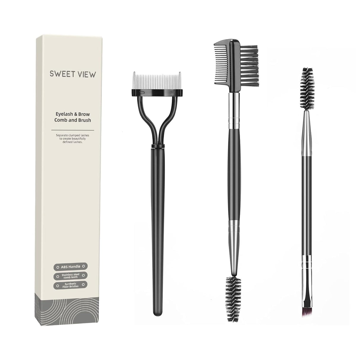 SWEET VIEW Eyelash Comb Lash Separator Tool Brow Brush | Lash Spoolie Professional Eye Makeup Tools