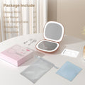 Travel Makeup Mirror with Light, 10X/1X Magnifying Compact Mirror for Purse, Portable Double Sided Folding Pocket Size, Dimmable LED & USB Rechargeable(Rose Gold)